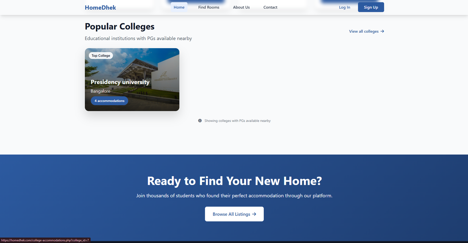 HomeDhek — Student PG Finder
